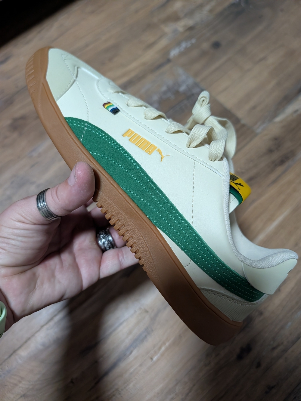 Size 9 - Puma Club 5v5 White Archive Green